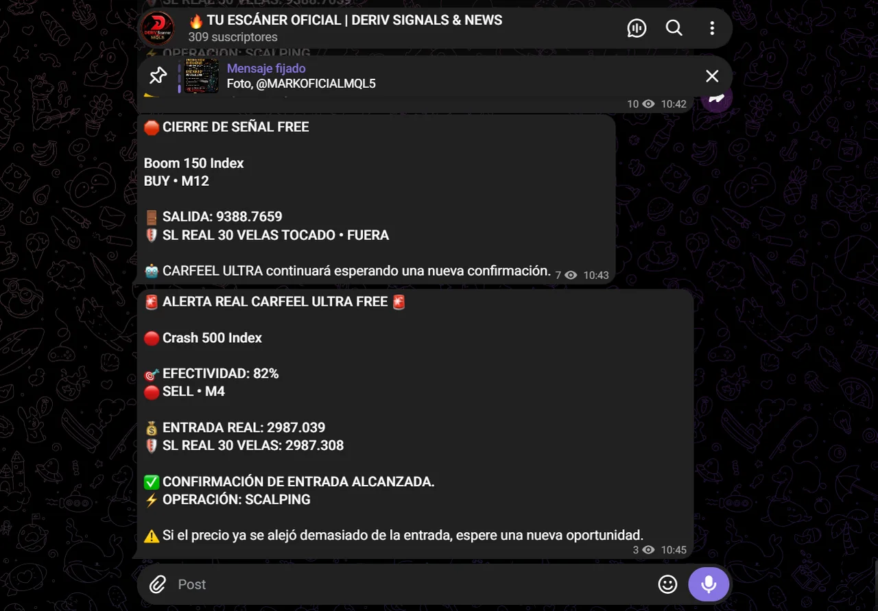 Ejemplo de señales en la comunidad FREE